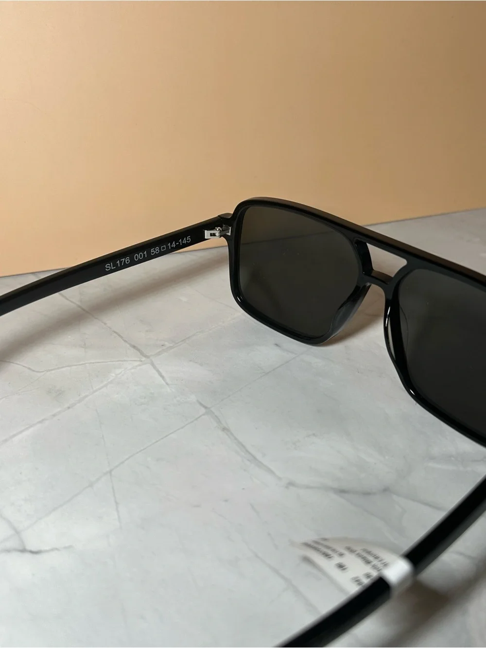 Saint Laurent SL176 001 Black Square Aviator Sunglasses 58-14-145 Made in Italy